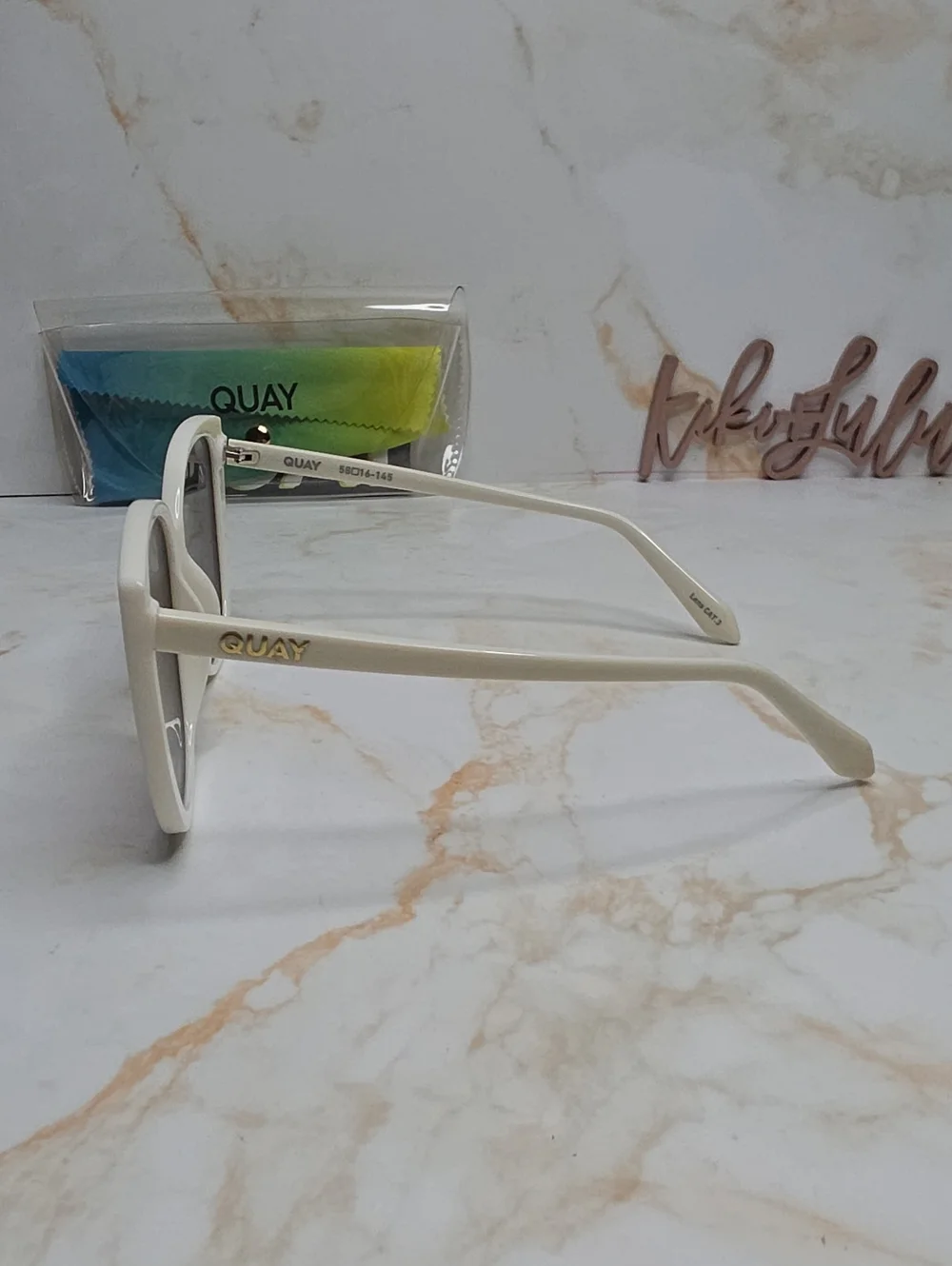 Quay Ever After Oversized White Sunglasses